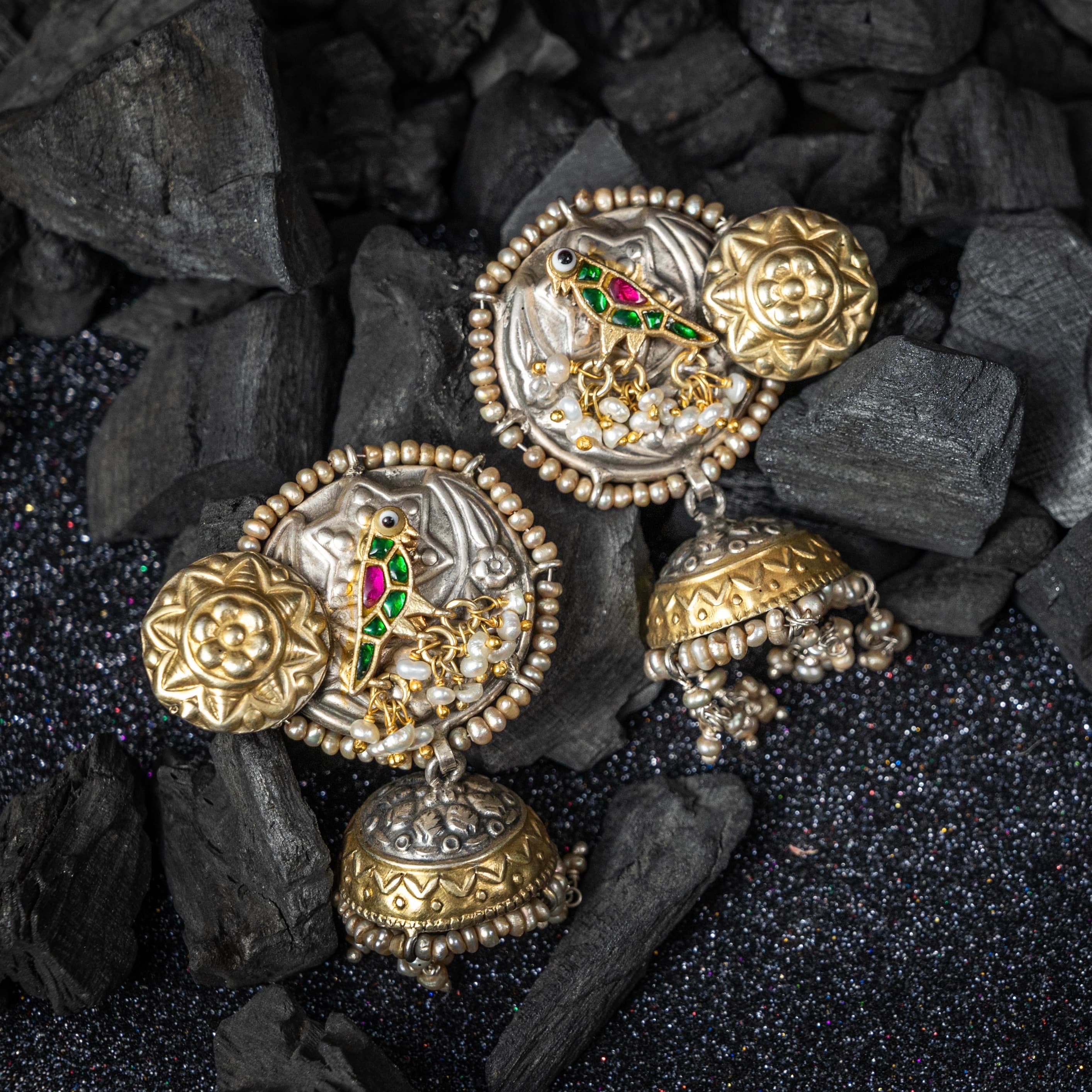 Majestic Grace Parrot Jhumka Sterling Silver Earring – Crafts N Chisel