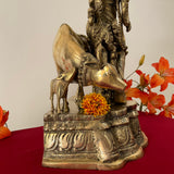23 Inch Lord Krishna Cow Calf Brass idol - Krishna Statue for Indian Decor - Crafts N Chisel - Indian Home Decor USA