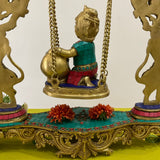 Baby Krishna Swing Yali Decorative Brass Idol Statue - Crafts N Chisel - Indian Home Decor USA