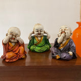 Little Monk Buddha (Set of 3) - Religious Idol - Decorative Collectible - Crafts N Chisel - Indian Home Decor USA