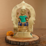 Goddess Laxmi Brass Stonework Idol With Yali Prabahavali - Pooja Murti - Goddess of Fortune, Wealth, Prosperity - Crafts N Chisel - Indian Home Decor USA