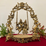 Radha Krishna Swing Brass Idol - Krishna Statue For Home Decor - Crafts N Chisel - Indian Home Decor USA