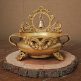 Brass Urli With Bell - 6 Inches Urli Bowl For Festive Decor - Crafts N Chisel - Indian Home Decor USA