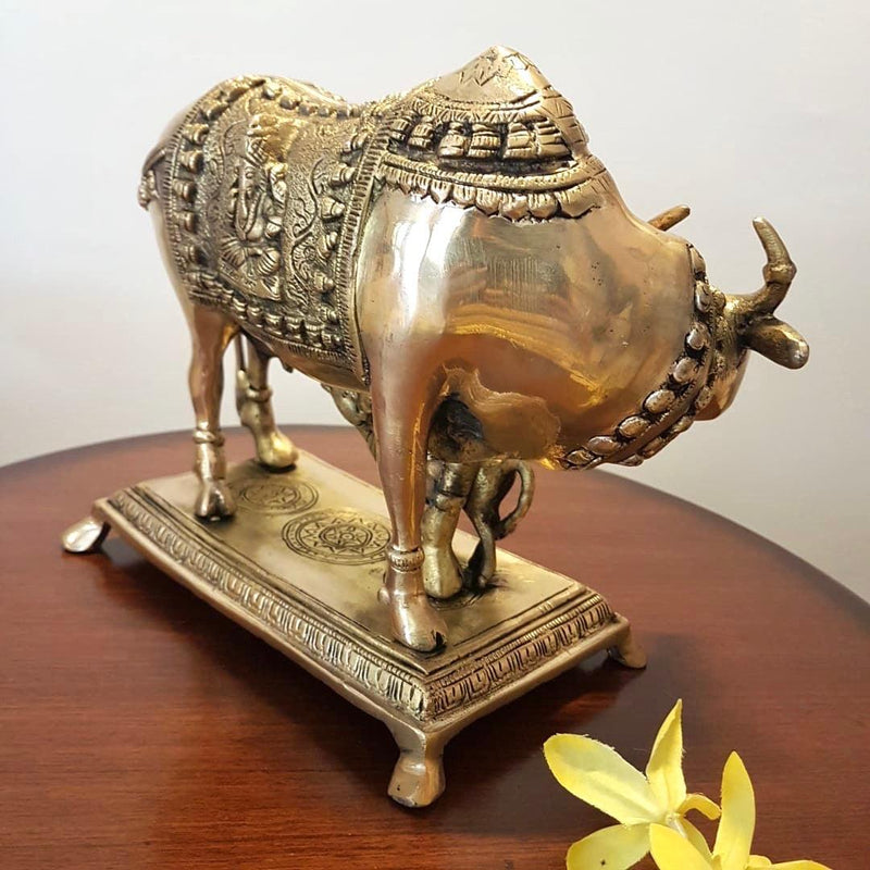 Cow and Calf Set - Handmade Brass Statue -  Decorative Figurine - Crafts N Chisel - Indian home decor - Online USA