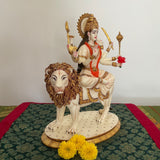 10” Ma Durga Marble Dust & Resin Idol - Hindu God Statue - Decorative Murti - Crafts N Chisel - Indian Home Decor USA