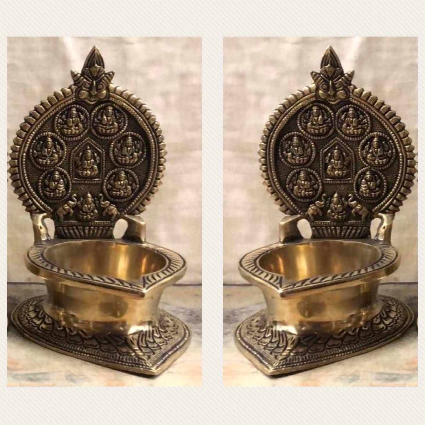 Ashtalakshmi Vilakku Diya, Indian Brass Festive Decor