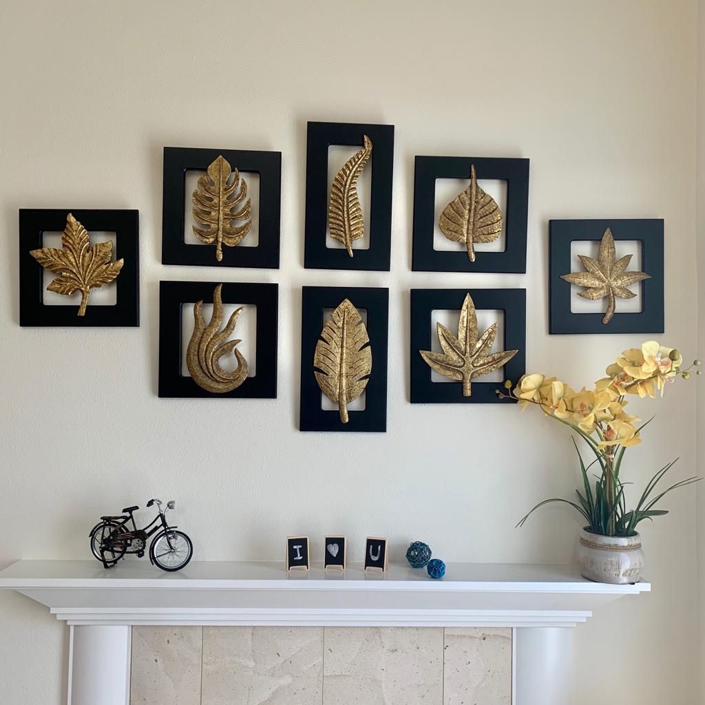 Brass Leaf Wall Hanging (Set of 8)