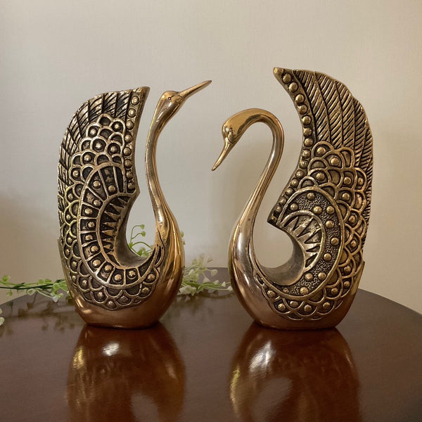 Handcrafted Brass Swan (set of 2) - Decorative Figurines - Crafts N Chisel - Indian Home Decor USA