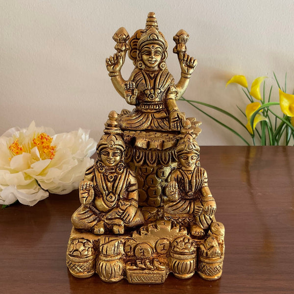 Lakshmi Kuber Brass Idol - Decorative Statue for Home Decor - Crafts N Chisel - Indian Home Decor USA