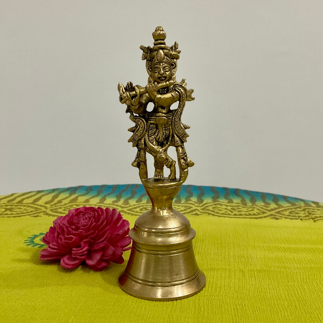 Krishna Temple Hanging Bell - Brass Statue