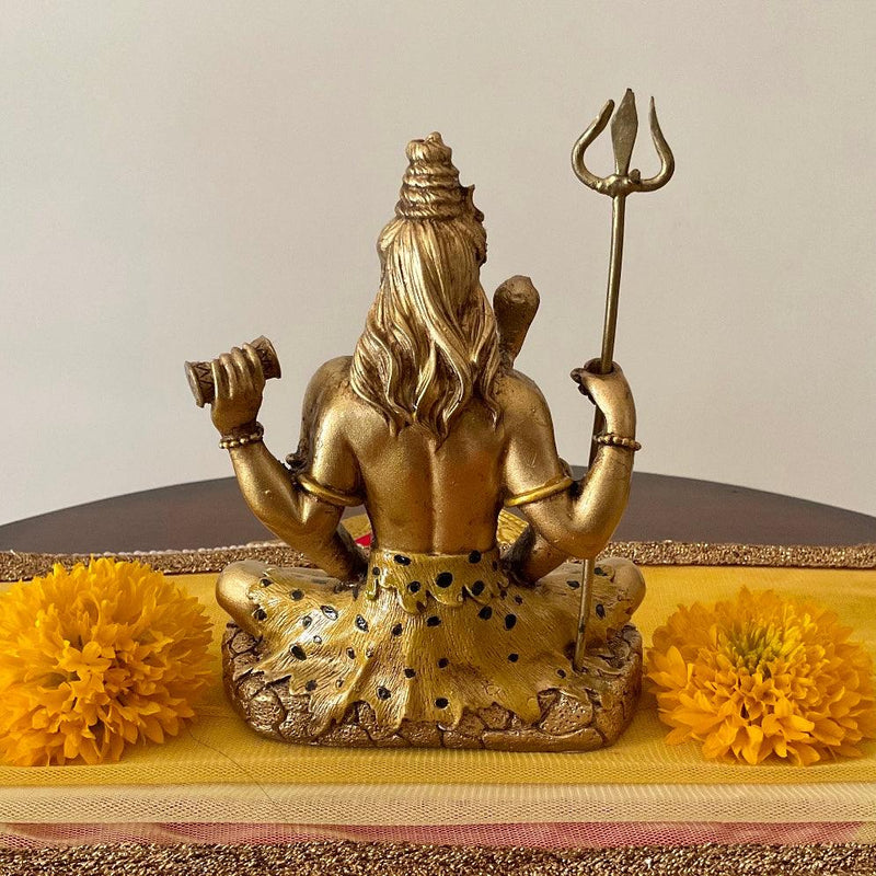 Lord Shiva Copper Finish Marble Dust & Resin Idol - Hindu God Statue - Decorative Murti - Crafts N Chisel - Indian Home Decor USA