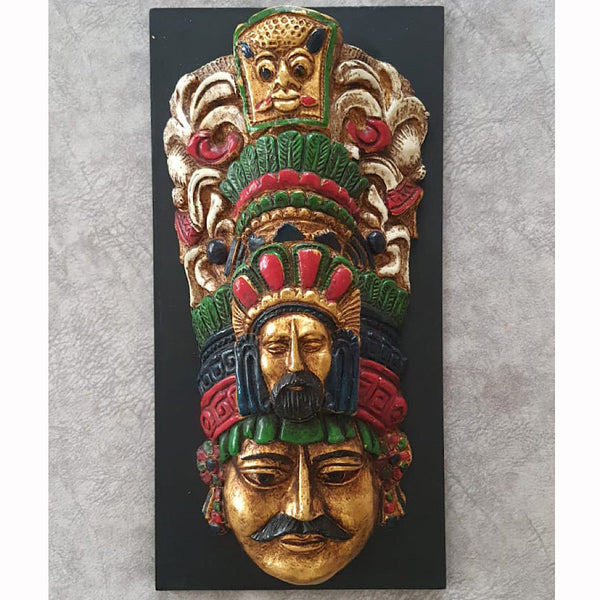 Wooden Face Mask Gold Finish - Wall Hanging - Wall Decor - Crafts N Chisel - Indian Home Decor USA