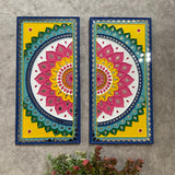 Colourful Flower Rangoli Lippan Wall Hanging - Clay Mirror Wall Decor - Crafts N Chisel - Indian Home Decor USA