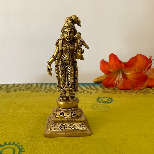 Andal Brass Idol - Hindu God Statue For Home - Crafts N Chisel - Indian Home Decor USA