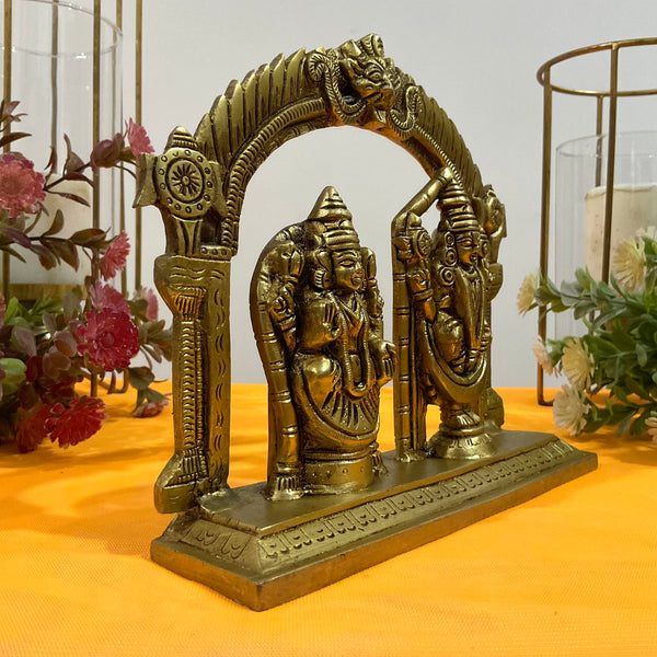 Lord Balaji Padmavati Brass Idol - Tirupati Statue - Decorative Murti Home Decor - Crafts N Chisel - Indian Home Decor USA
