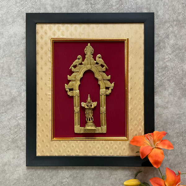 Framed Brass Prabhavali (Set of 2) - Lord Hanumanji And Garuda - Ethnic Wall Decor - Crafts N Chisel - Indian Home Decor USA
