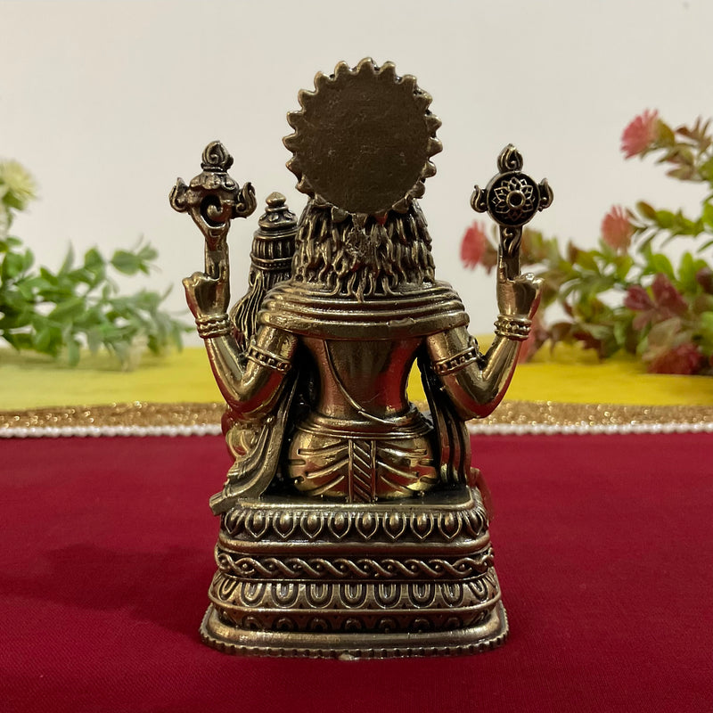 Narsimha Lakshmi Brass Idol - 4 Inch Statue Vishnu Avatar Home Pooja - Light Weight - Crafts N Chisel - Indian Home Decor USA
