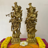 30 Inches Brass Idol of Radha Krishna - Handmade Decorative Figurines - Crafts N Chisel - Indian Home Decor USA