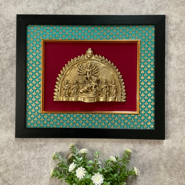 Brass Durga Mahishasura Mardini Divine Wall Hanging - Crafts N Chisel - Indian Home Decor USA