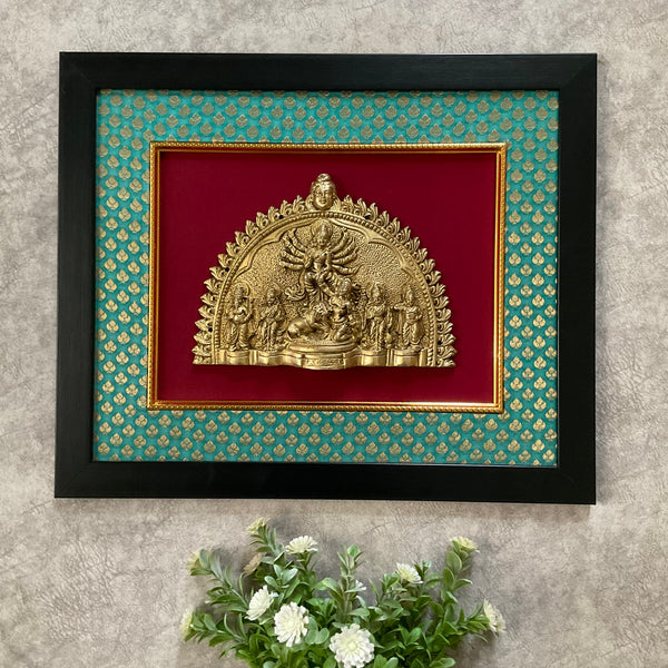 Brass Durga Mahishasura Mardini Divine Wall Hanging - Crafts N Chisel - Indian Home Decor USA