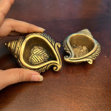 Ganesha And Shank Small Diya (Set of 6) - Handmade Brass lamp - Decorative - Crafts N Chisel - Indian Home Decor USA