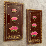 Shrinathji Jharoka Lotus Pichwai Wall Hanging (Set of 3) - Crafts N Chisel - Indian Home Decor USA