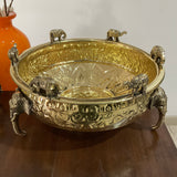 Brass Elephant Urli - 10 Inch Urli Bowl For Festive Decor - Crafts N Chisel - Indian Home Decor USA
