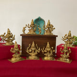 5 Inches Ashtalakshmi Brass Idol - Decorative Figurine - Crafts N Chisel - Indian Home Decor USA
