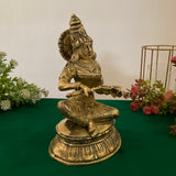 Annapurna Statue Brass - 10 Inch Annapoorna Goddess of Food - Crafts N Chisel - Indian Home Decor USA