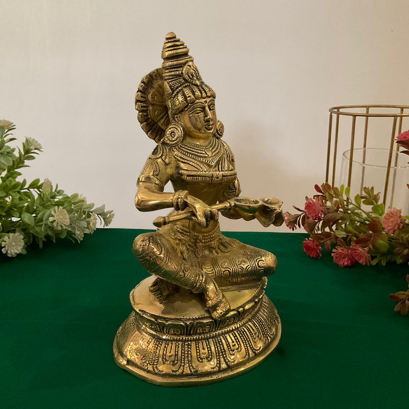 Annapurna Statue Brass - 10 Inch Annapoorna Goddess of Food - Crafts N Chisel - Indian Home Decor USA