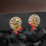 Parrot Chakra Sterling Silver Earrings - Crafts N Chisel - Indian Home Decor USA