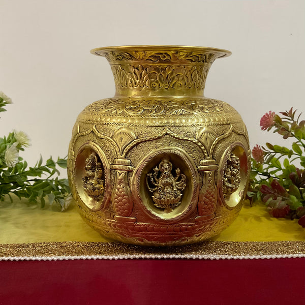 Ashtalakshmi Brass Kalash For Pooja - Lightweight home decor - Crafts N Chisel - Indian Home Decor USA