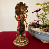 Lord Vishnu And Goddess Lakshmi Idol Cultured Marble Copper Finish - Decorative Home Decor - Crafts N Chisel - Indian Home Decor USA