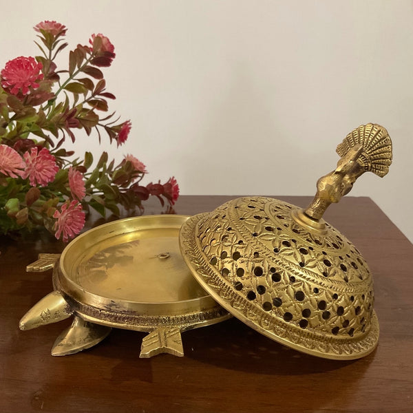 Turtle Brass Dhoop Dani, Incense Holder - Crafts N Chisel - Indian Home Decor USA