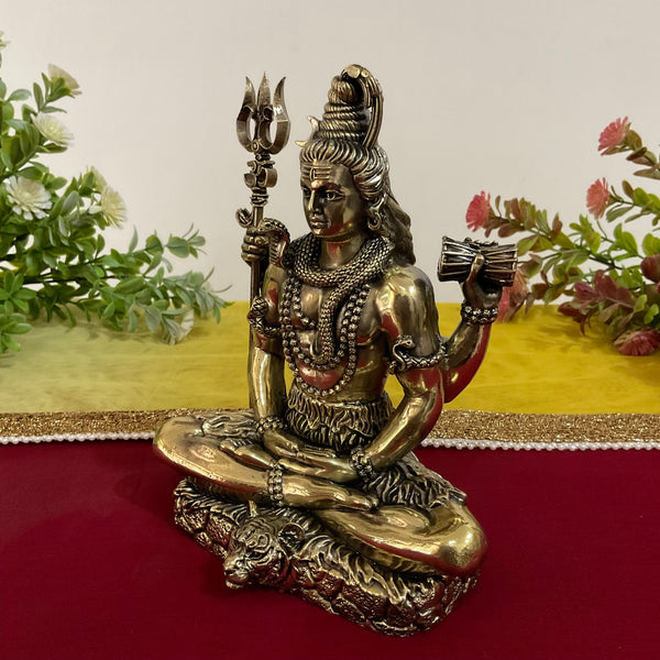 7 Inch Shiv Brass Idol - Hindu God Statue - Crafts N Chisel - Indian Home Decor USA
