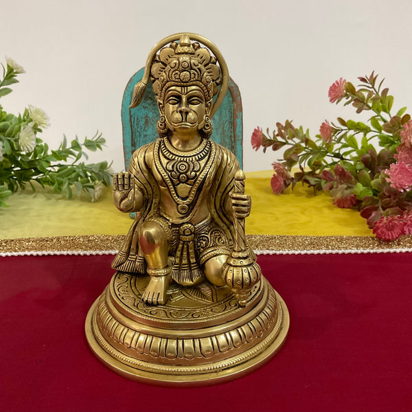 7 Inch Lord Hanuman Brass Idol - Decorative Home Decor - Crafts N Chisel - Indian Home Decor USA