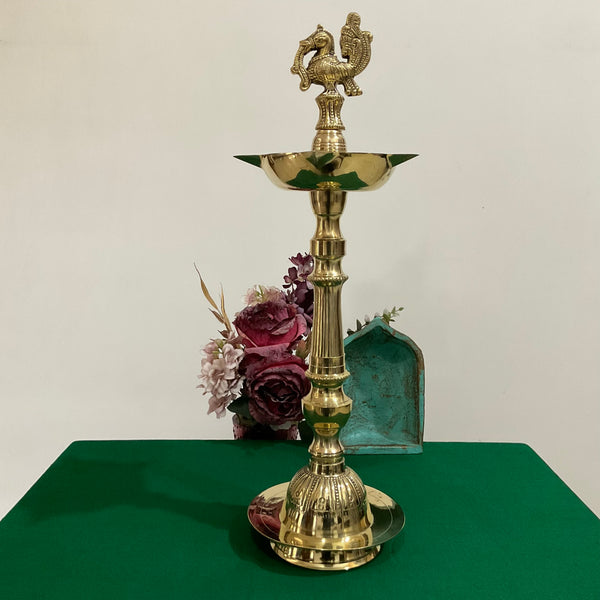 18” Annapakshi Nilavilakku (Set of 2) - Handmade Brass lamp - Decorative Decor - Crafts N Chisel - Indian Home Decor USA