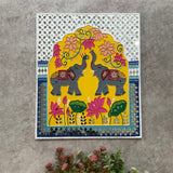 Elephant Flower Rangoli Lippan Wall Hanging - Clay Mirror Wall Decor (Set of 3) - Crafts N Chisel - Indian Home Decor USA