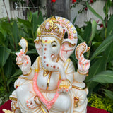 17.5 Inch Ganesha Idol For Home, Marble Dust Resin Hindu God Statue - Crafts N Chisel - Indian Home Decor USA