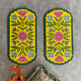 Flower Lippan Wall Hanging (Set of 2) - Clay Mirror Wall Decor - Crafts N Chisel - Indian Home Decor USA