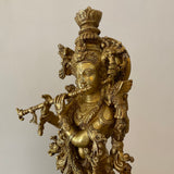 Krishna Statue For Home Temple, 30 Inches Shri Krishna Bras Idol - Crafts N Chisel - Indian Home Decor USA