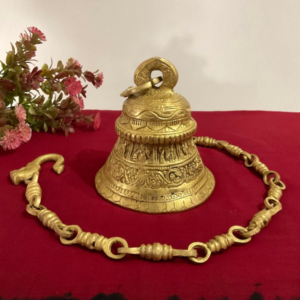 Hanging Bell - Brass Wall Hanging - Decorative and Religious - Crafts N Chisel - Indian Home Decor USA