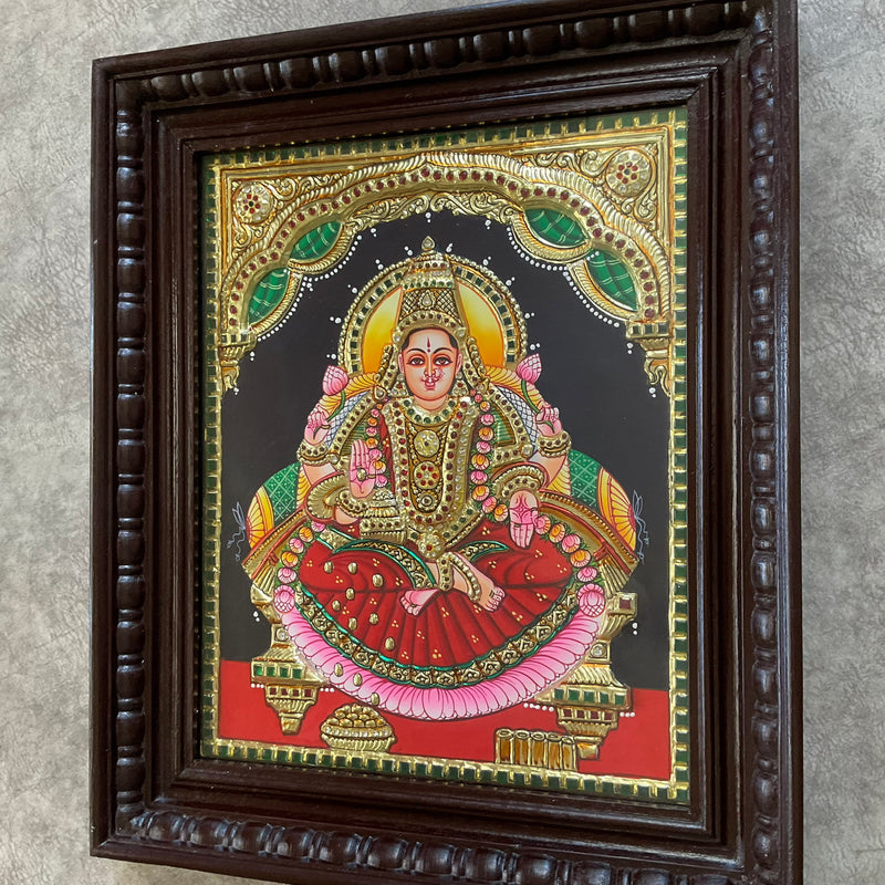 Goddess Laxmi 3D Tanjore Painting - Traditional Wall Art - Crafts N Chisel - Indian Home Decor USA