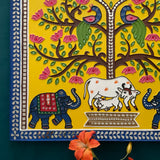 Cow Calf Elephant Tree of Life Lippan Wall Hanging - Clay Mirror Wall Decor - Crafts N Chisel - Indian Home Decor USA