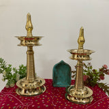 Brass Kerala Nilavilakku (Set of 2) - Handmade Brass lamp - Decorative Decor - Crafts N Chisel - Indian Home Decor USA