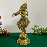 10 Lord Krishna Brass Idol And Shanku Chakra Diya - Decorative Figurine - Crafts N Chisel - Indian Home Decor USA