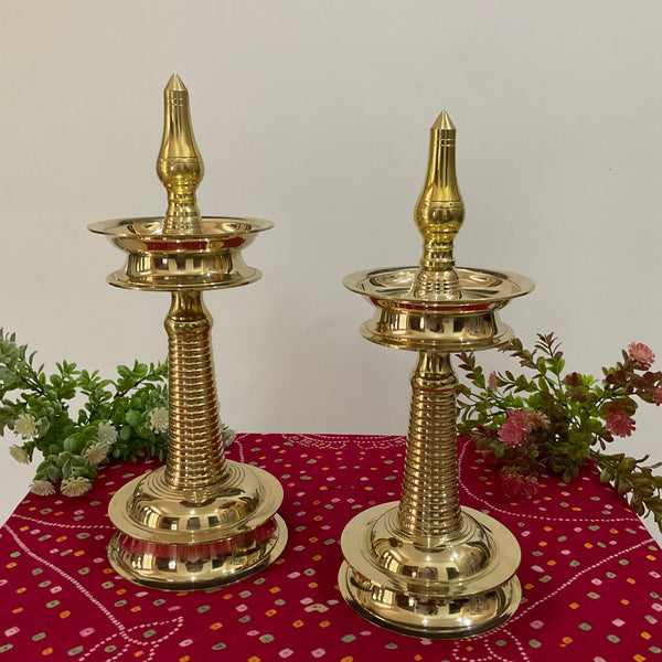 Brass Kerala Nilavilakku (Set of 2) - Handmade Brass lamp - Decorative Decor - Crafts N Chisel - Indian Home Decor USA