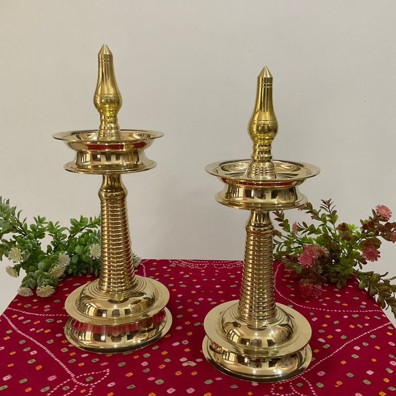 Brass Kerala Nilavilakku (Set of 2) - Handmade Brass lamp - Decorative Decor - Crafts N Chisel - Indian Home Decor USA