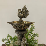 Peacock Diya (Set of 2) - Lightweight Brass lamp Jali Work - Crafts N Chisel - Indian Home Decor USA