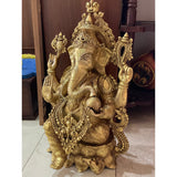 21 Inches Lord Ganesh Brass Idol - Handcrafted Ganesha Statue for Home Decor - Housewarming Gift - Crafts N Chisel - Indian Home Decor USA